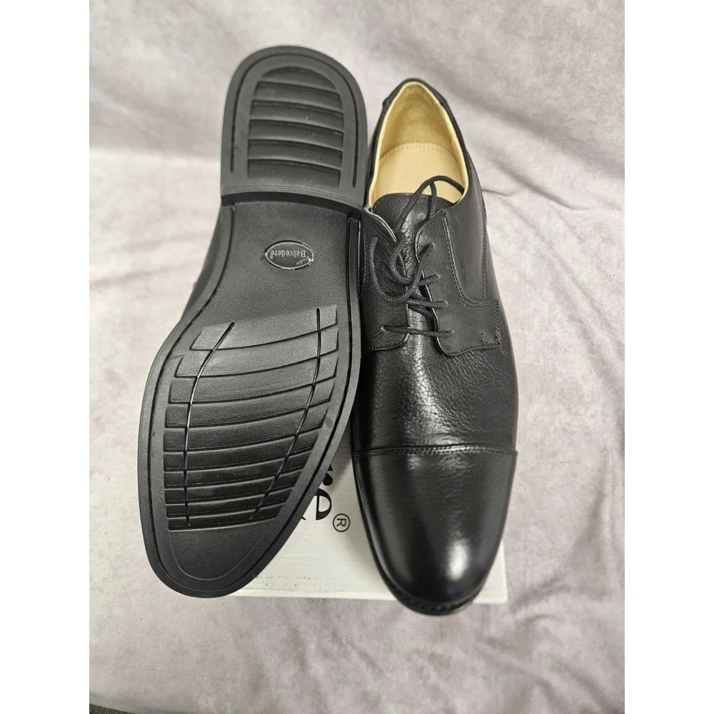 Belvedere Mens Duke Cap Toe Oxfords Leather Black Dress Shoes Size 13D New